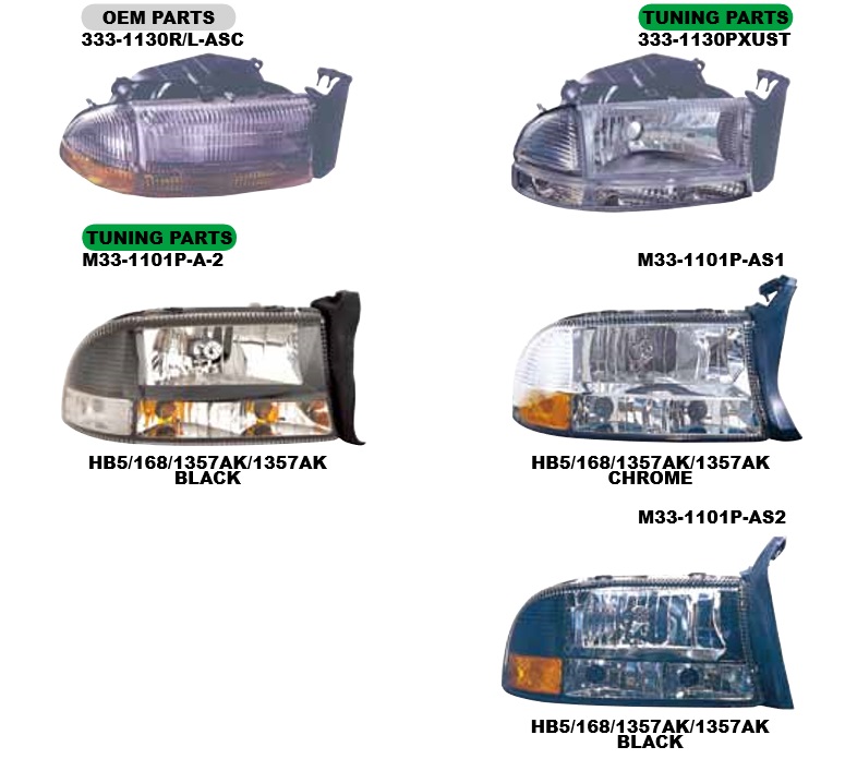 DEPO Black Housing Headlights Clear Corners 97-04 Dakota,Durango - Click Image to Close